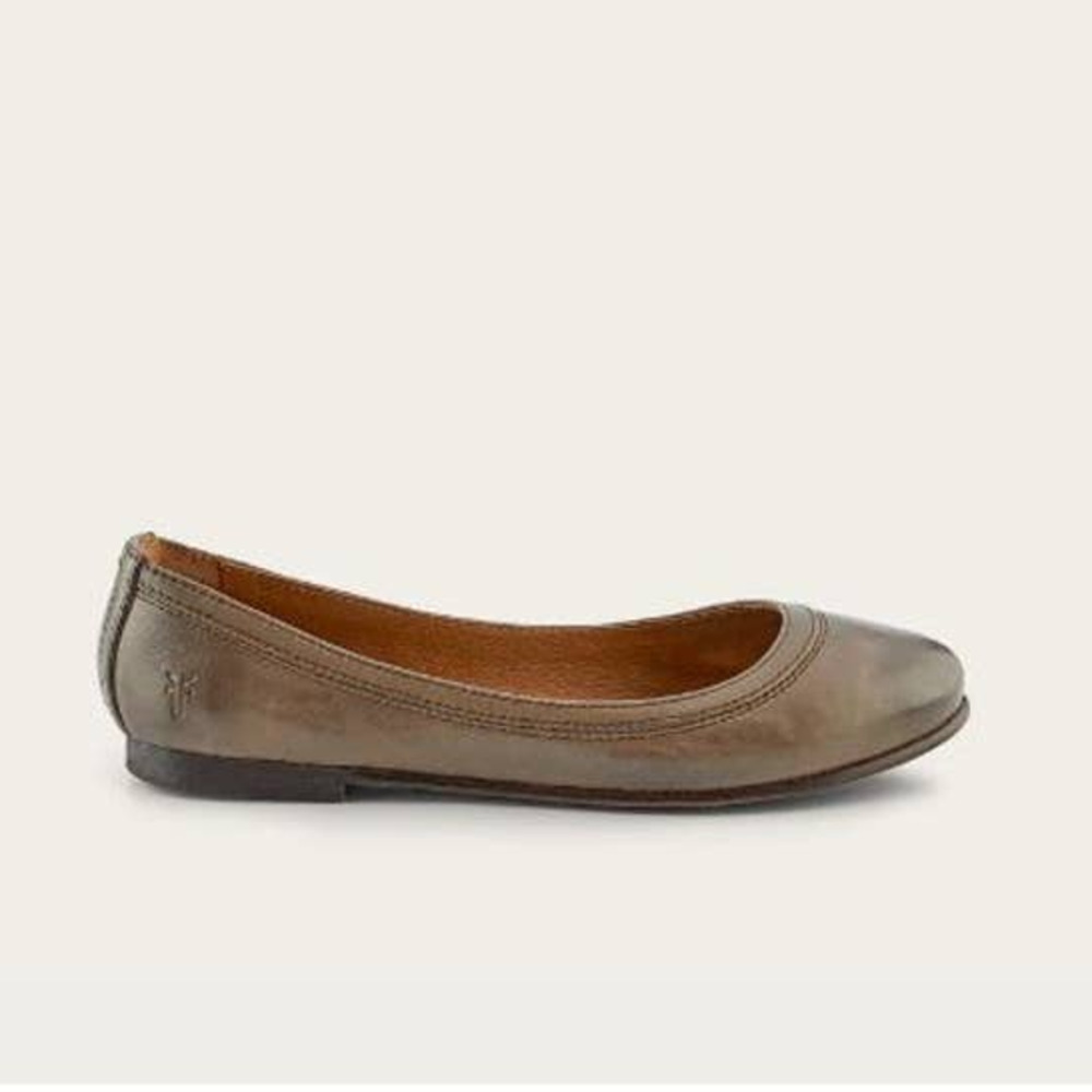 Frye Carson Warm Gray Leather Ballet Flats